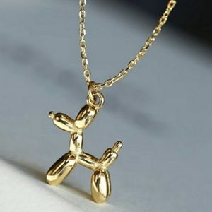 NEW Gold  Balloon Dog Animal Pendant Necklace